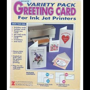 Variety Pack Greeting Cards for Ink Jet Printers Pack of 50 with Envelopes